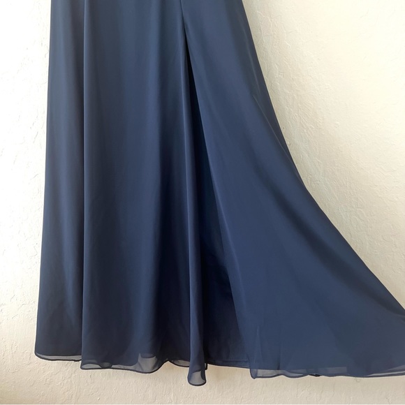 Jenny Yoo Kora Asymmetric One Shoulder Gown in Navy - Picture 6 of 11